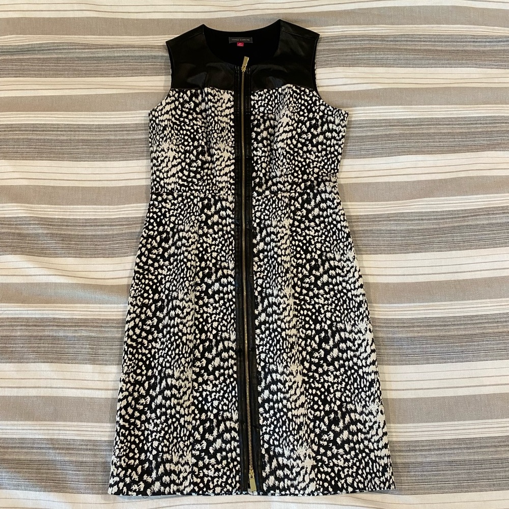 Vince Camino animal print and faux leather dress